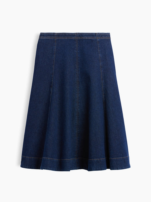 Denim Tulip Midi Skirt