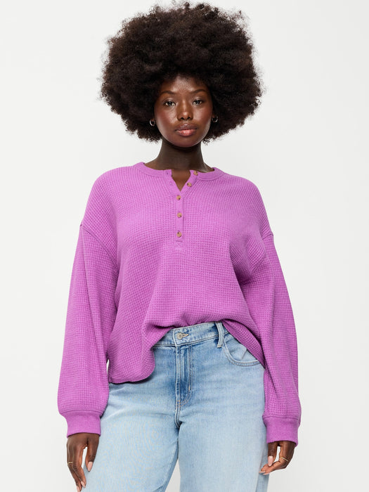 Long-Sleeve Crew-Neck Henley T-Shirt