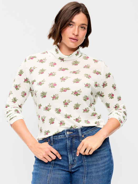 Slim-Fit Printed Turtleneck