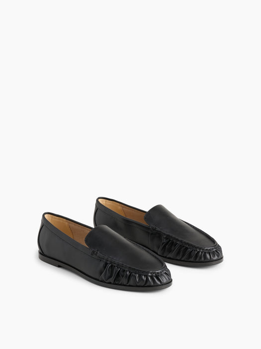 Vegan Leather Ruched Loafers