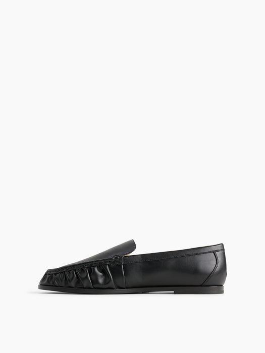 Vegan Leather Ruched Loafers