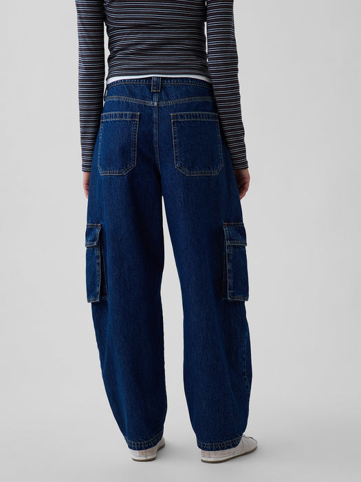 High Rise Barrel Cargo Jeans