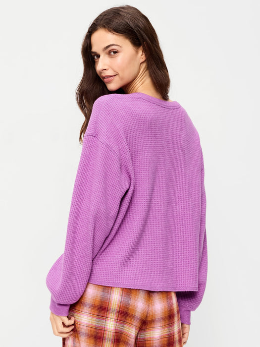 Long-Sleeve Crew-Neck Henley T-Shirt