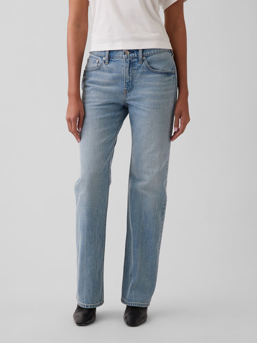 Mid Rise Relaxed Straight Jeans