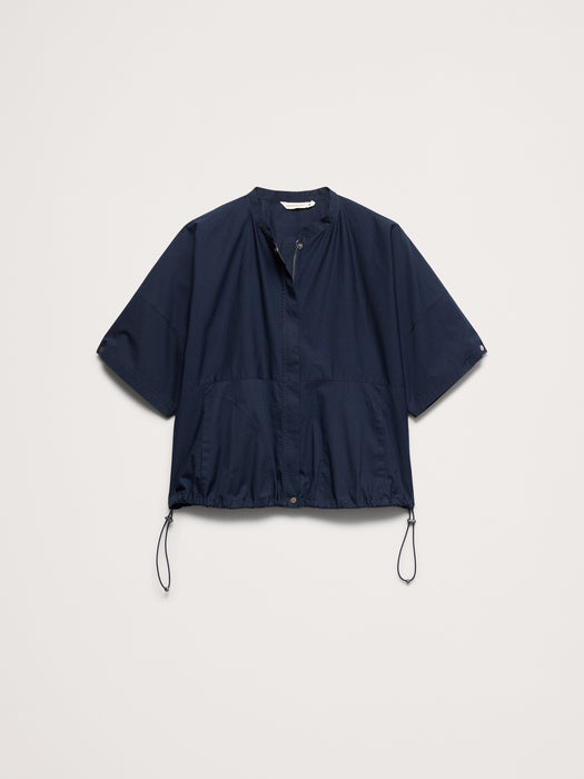 Stretch-Cotton Puff-Sleeve Top