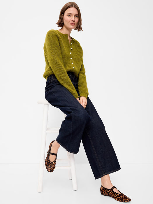 Cozy Crew-Neck Wool-Blend Cardigan
