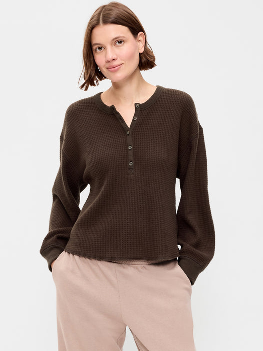 Long-Sleeve Crew-Neck Henley T-Shirt