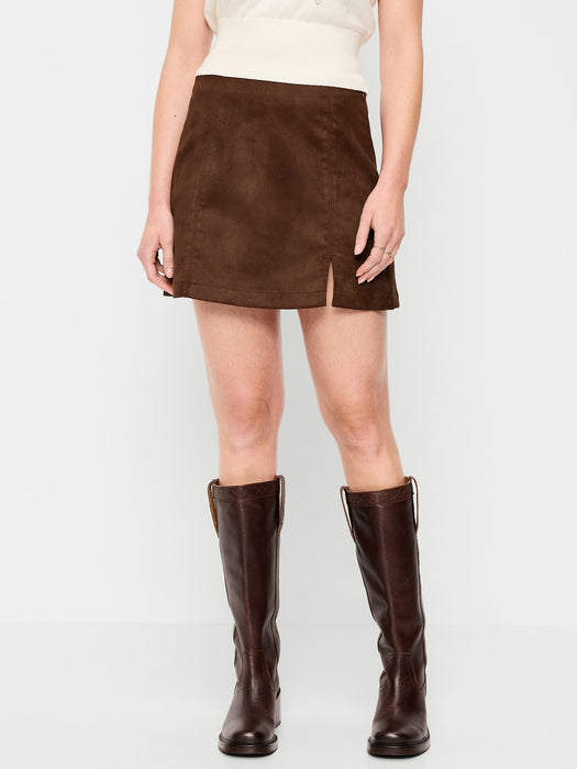 Faux-Suede Mini Skirt