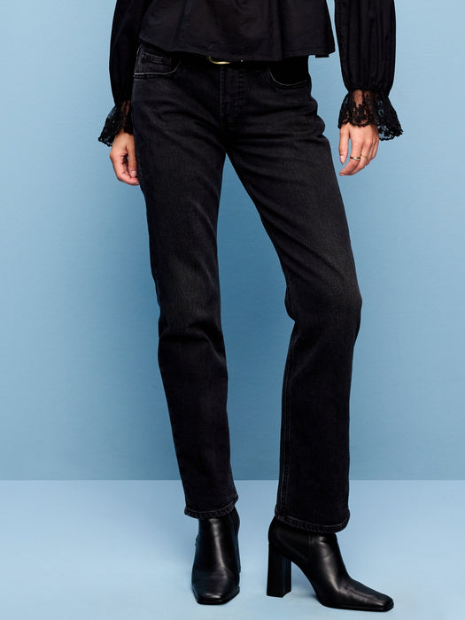 Mid-Rise Straight Leg Jeans
