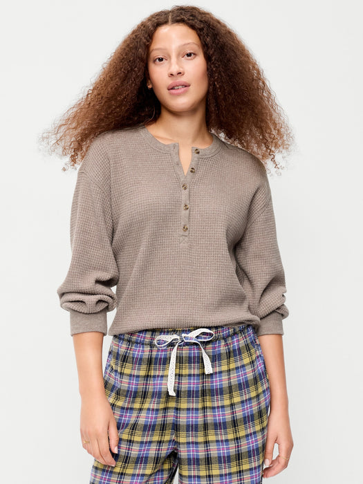 Long-Sleeve Crew-Neck Henley T-Shirt
