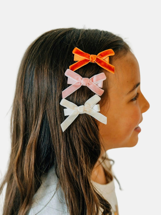 Sweet Wink Mini Velvet Bow Clip Set