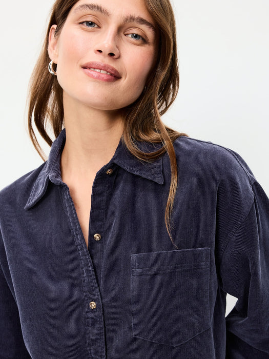 Oversized Boyfriend Button-Down Corduroy Shirt