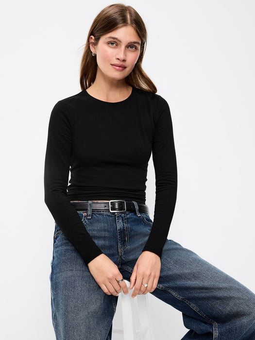 Hug Double-Layer Crew-Neck Long-Sleeve Top