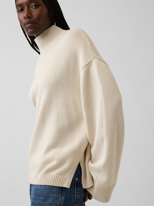100% Cotton Oversized Mockneck Sweater