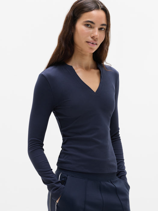 Signature Rib V-Neck Top