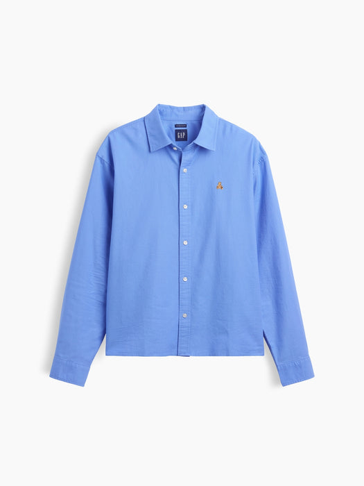 Relaxed Crop Straight-Hem Oxford Shirt