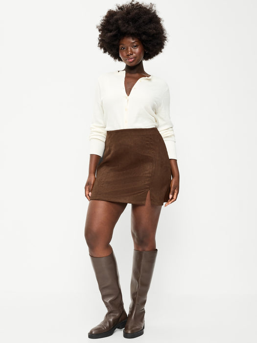 Faux-Suede Mini Skirt