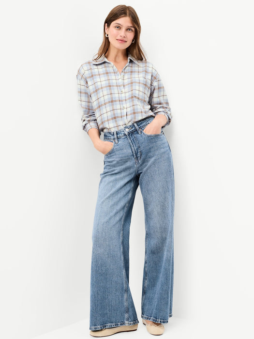 Oversized Button-Down Boyfriend Flannel Shirt
