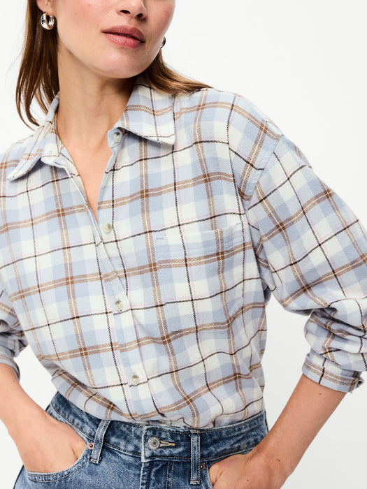 Oversized Button-Down Boyfriend Flannel Shirt