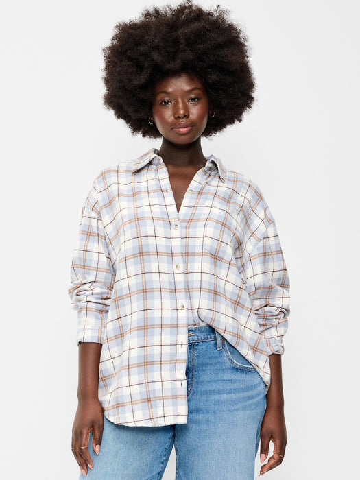 Oversized Button-Down Boyfriend Flannel Shirt