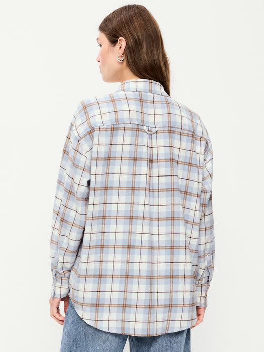 Oversized Button-Down Boyfriend Flannel Shirt