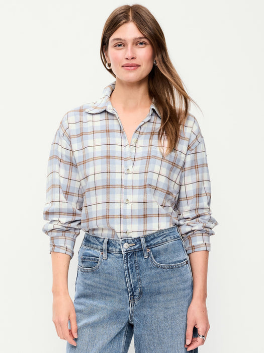 Oversized Button-Down Boyfriend Flannel Shirt