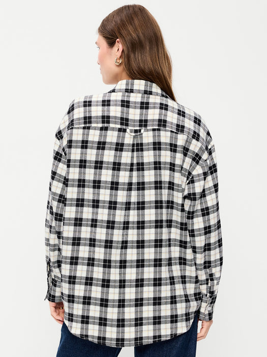 Oversized Button-Down Boyfriend Flannel Shirt