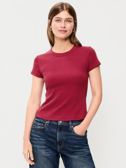Snug Crop Ribbed T-Shirt