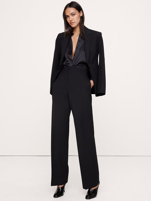 Ultra High-Rise Modern Straight Italian Lightweight Wool Pant