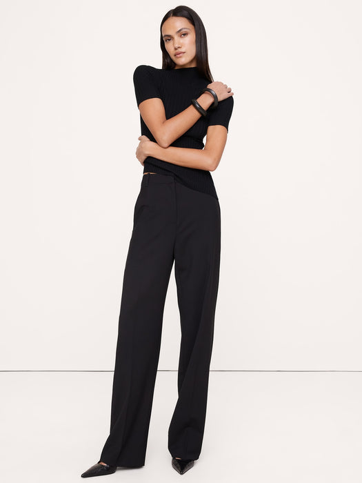Ultra High-Rise Modern Straight Italian Lightweight Wool Pant