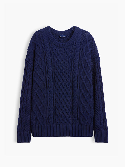 100% Cotton Cable-Knit Oversized Sweater