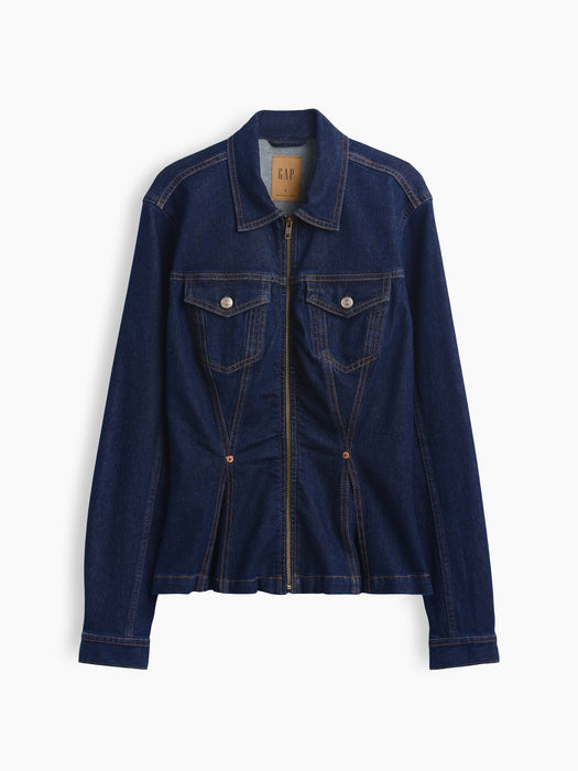 Denim Zip Peplum Jacket