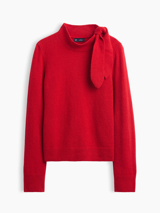 CashSoft Tie-Neck Sweater