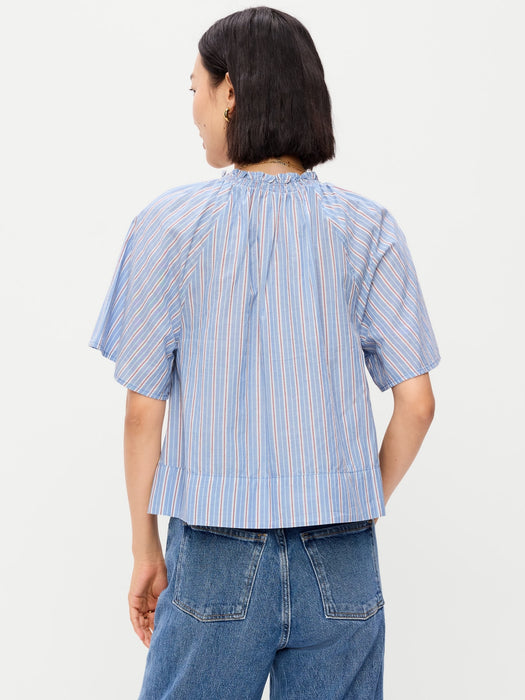 Loose Short-Sleeve Striped Top