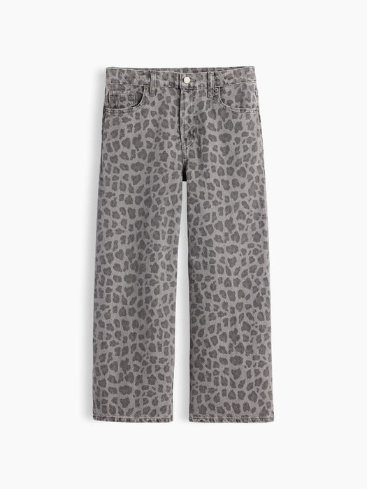 Kids Low Rise Stride Leopard Wide-Leg Jeans