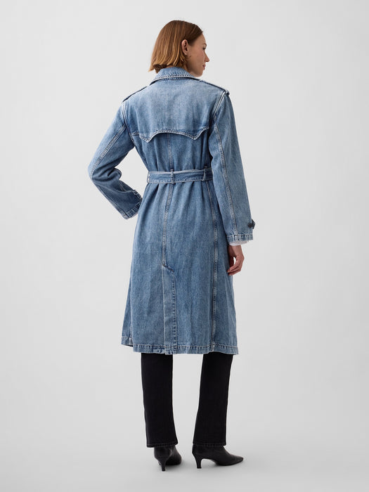 Longline Icon Denim Trench Jacket