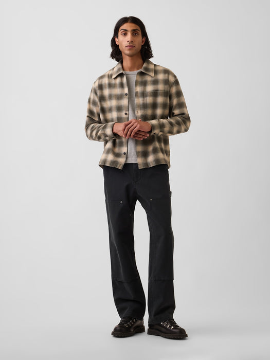 Relaxed Straight-Hem Flannel Shirt