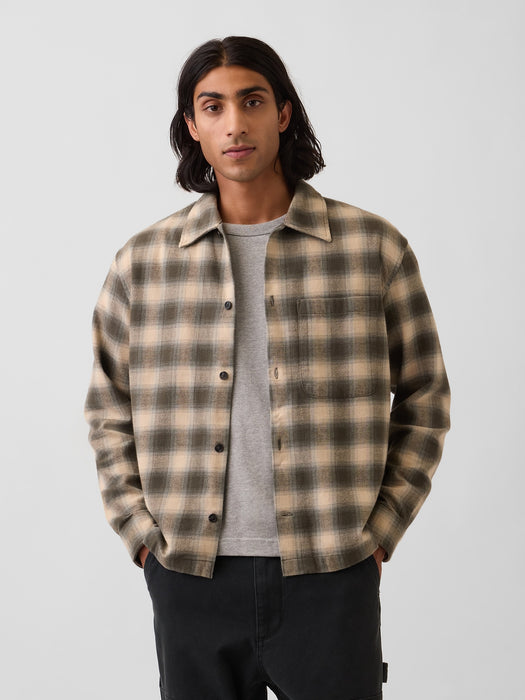 Relaxed Straight-Hem Flannel Shirt