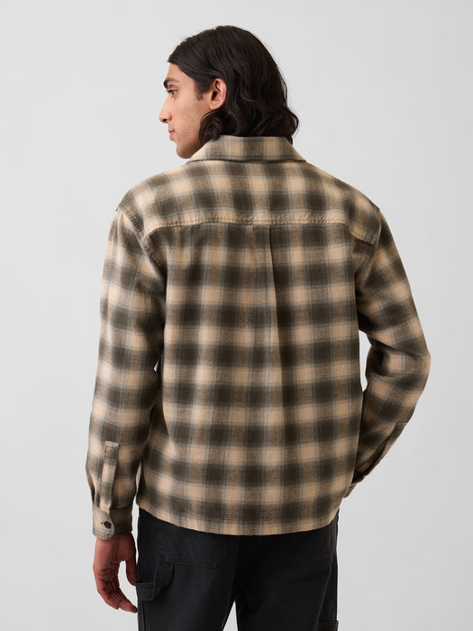 Relaxed Straight-Hem Flannel Shirt