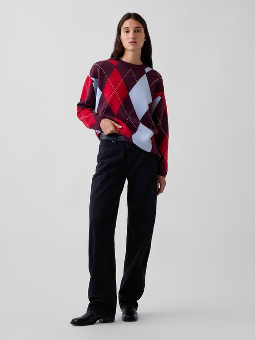 CashSoft Oversized Argyle Sweater