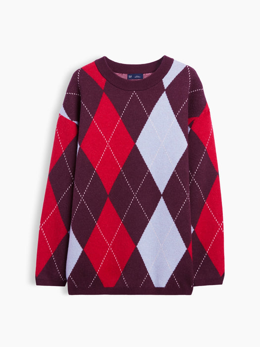 CashSoft Oversized Argyle Sweater