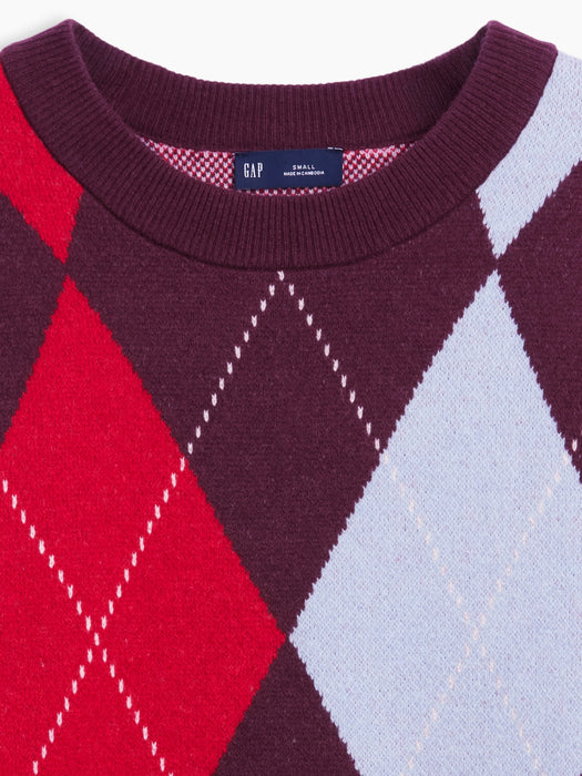 CashSoft Oversized Argyle Sweater