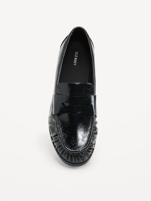 Faux-Leather Ruched Loafers