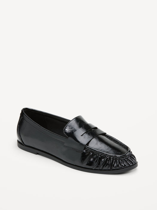 Faux-Leather Ruched Loafers