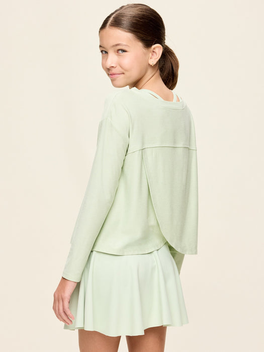 CloudMotion Long-Sleeve Cross-Back Top for Girls