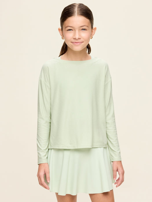 CloudMotion Long-Sleeve Cross-Back Top for Girls