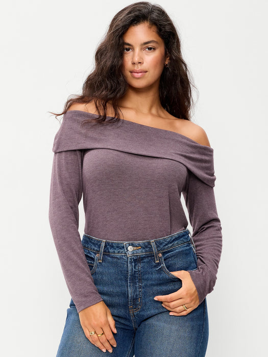 Off-The-Shoulder Long-Sleeve Fitted Top