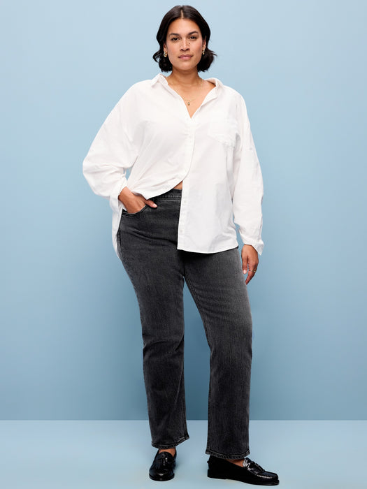 Mid-Rise Straight Leg Jeans