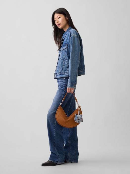 Vegan Suede Crescent Bag