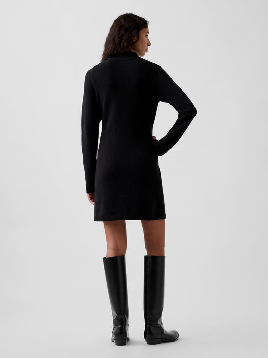 CashSoft Tie-Neck Sweater Mini Dress